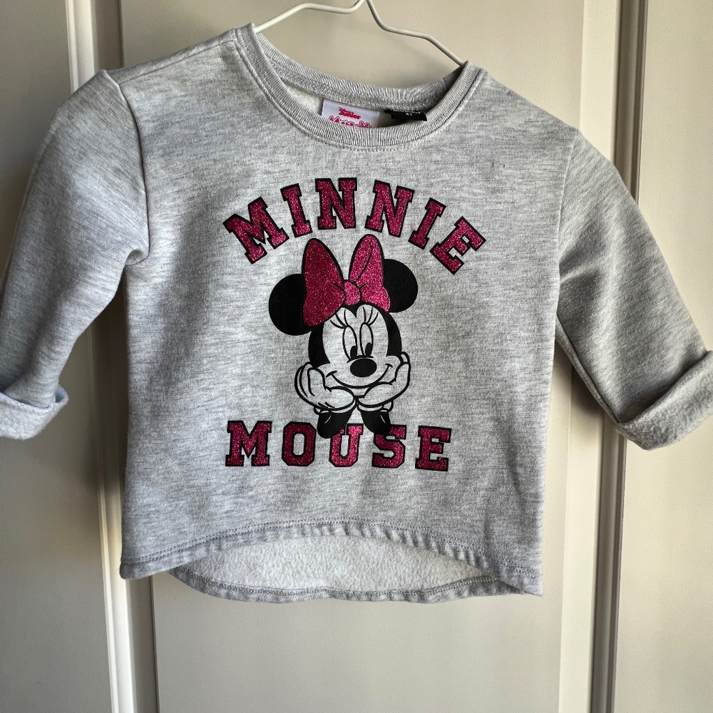 Girls 4T Minnie Mouse light fleece top 3/4 length sleeve for Spring or Fall